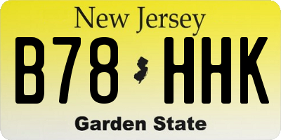 NJ license plate B78HHK