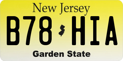 NJ license plate B78HIA