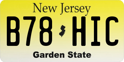 NJ license plate B78HIC
