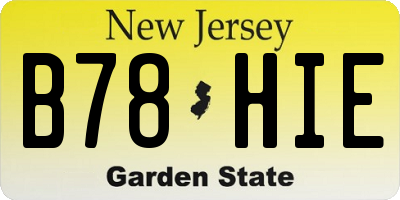 NJ license plate B78HIE