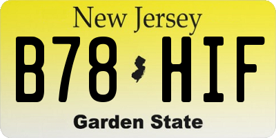NJ license plate B78HIF