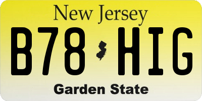 NJ license plate B78HIG