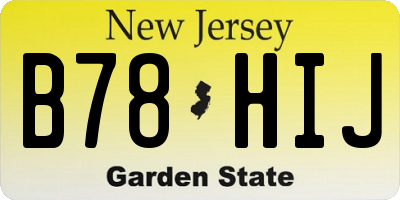 NJ license plate B78HIJ