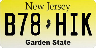 NJ license plate B78HIK