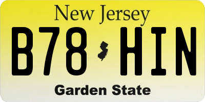 NJ license plate B78HIN