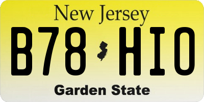 NJ license plate B78HIO