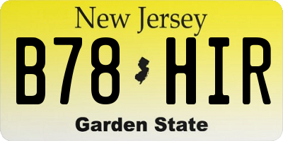 NJ license plate B78HIR