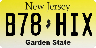 NJ license plate B78HIX