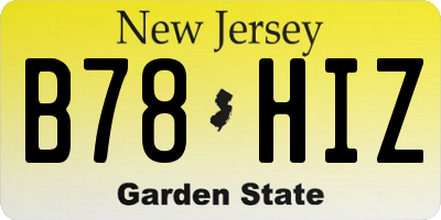 NJ license plate B78HIZ