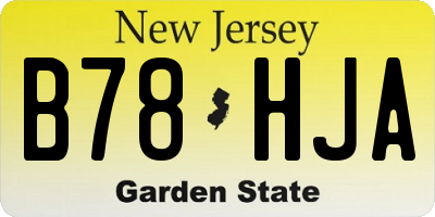 NJ license plate B78HJA