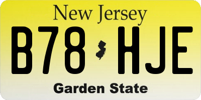 NJ license plate B78HJE