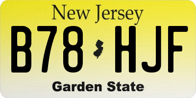 NJ license plate B78HJF