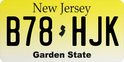 NJ license plate B78HJK