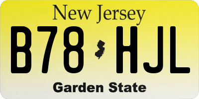 NJ license plate B78HJL