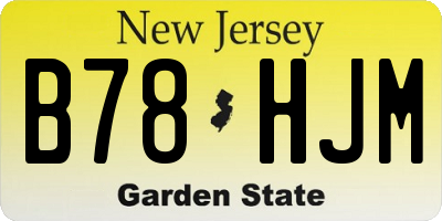 NJ license plate B78HJM