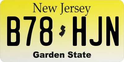 NJ license plate B78HJN