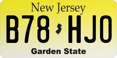 NJ license plate B78HJO