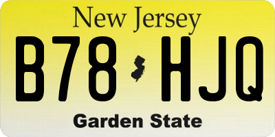 NJ license plate B78HJQ