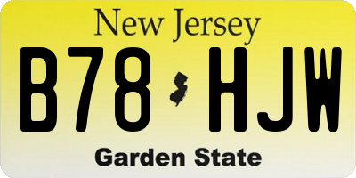 NJ license plate B78HJW