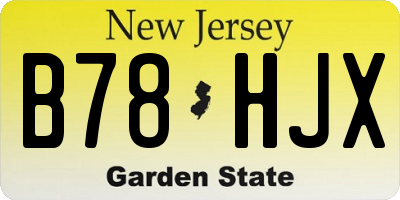 NJ license plate B78HJX