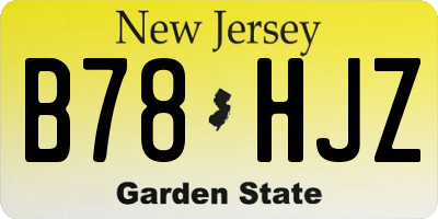 NJ license plate B78HJZ