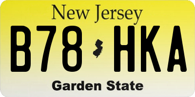 NJ license plate B78HKA