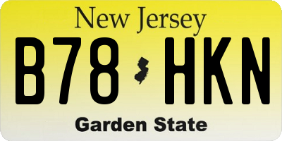 NJ license plate B78HKN