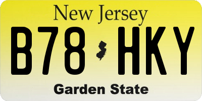 NJ license plate B78HKY