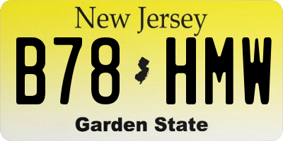NJ license plate B78HMW