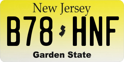 NJ license plate B78HNF
