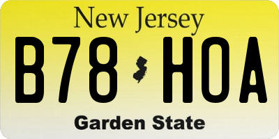 NJ license plate B78HOA