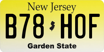 NJ license plate B78HOF