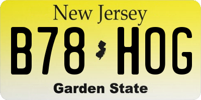NJ license plate B78HOG