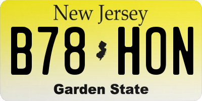 NJ license plate B78HON