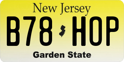 NJ license plate B78HOP