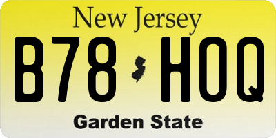 NJ license plate B78HOQ