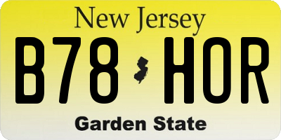 NJ license plate B78HOR