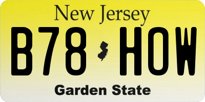 NJ license plate B78HOW