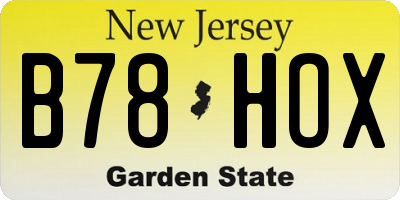 NJ license plate B78HOX