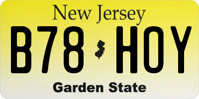 NJ license plate B78HOY
