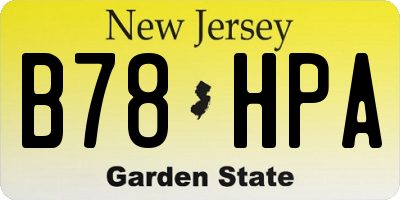 NJ license plate B78HPA