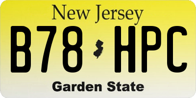 NJ license plate B78HPC