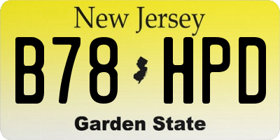 NJ license plate B78HPD