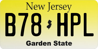 NJ license plate B78HPL