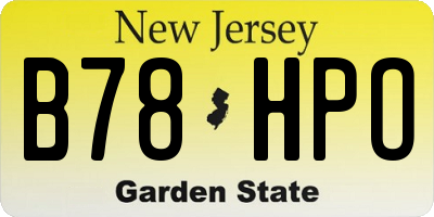 NJ license plate B78HPO