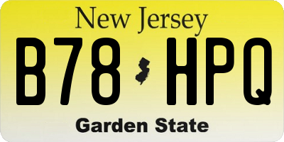 NJ license plate B78HPQ
