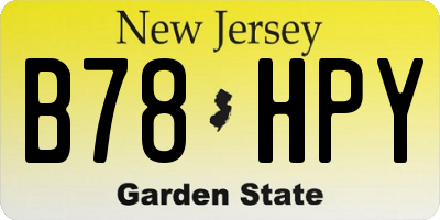 NJ license plate B78HPY