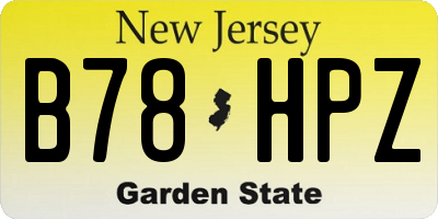 NJ license plate B78HPZ