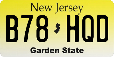 NJ license plate B78HQD