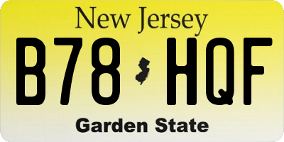NJ license plate B78HQF